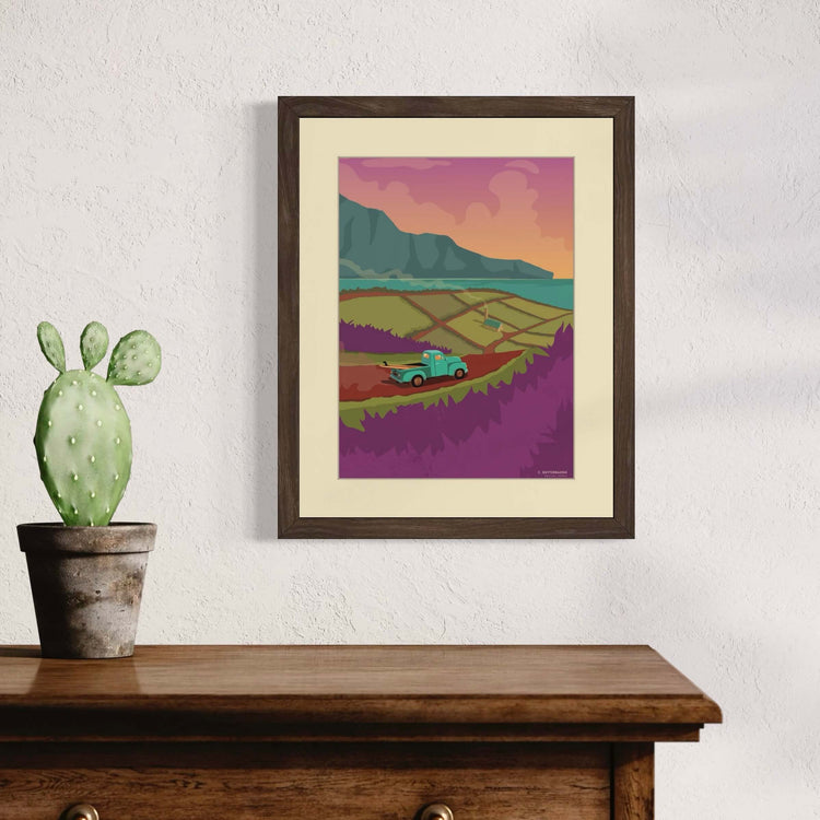 image of Waialua sugar mill art print framed and hanging on a wall in a home