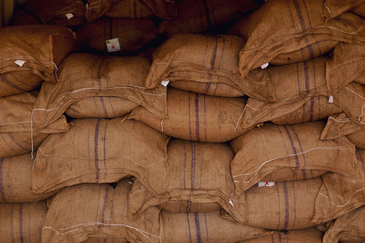 Image of burlap sacks piled high