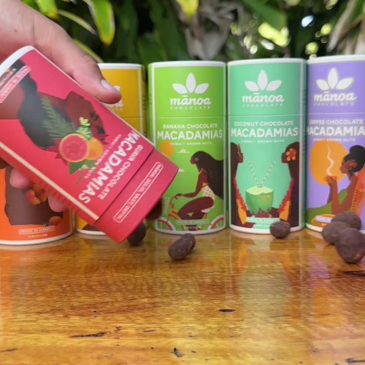 Video of brightly colored macadamia nut tubes