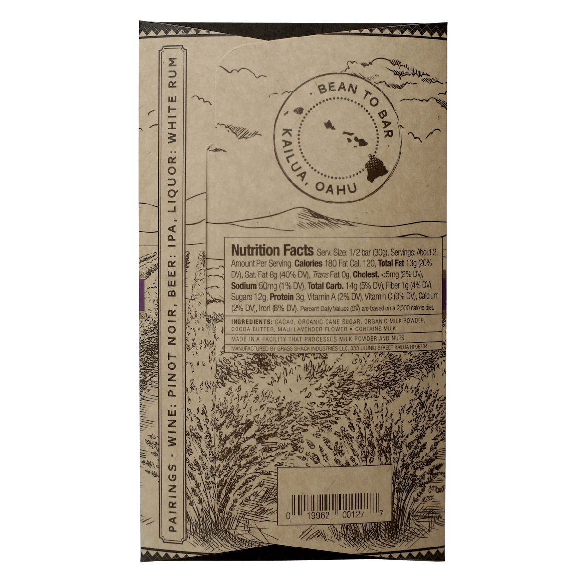 Image of the back of the packaging, including ingredient list and nutritional facts