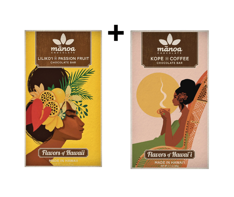 Lilikoi passion fruit chocolate bar + kope coffee chocolate bar
