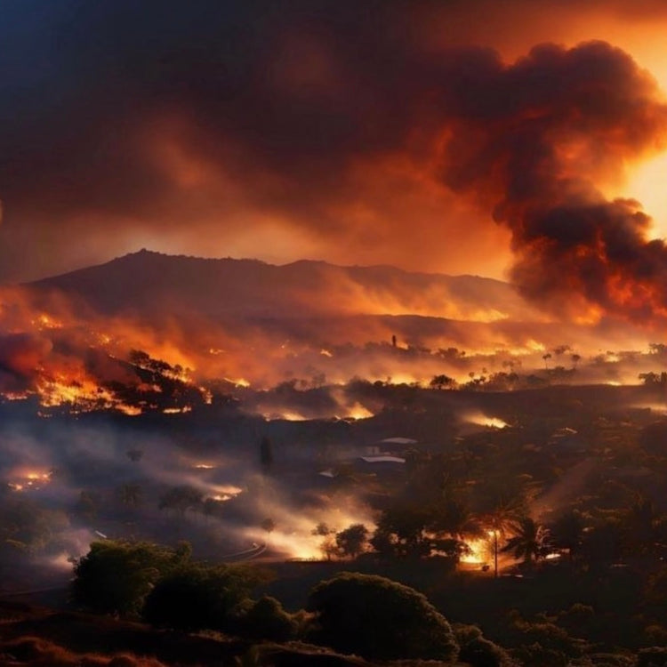 Image of actively raging Maui fires