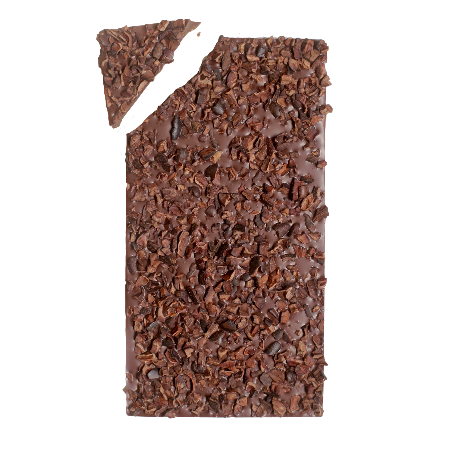 Image of the back of breakfast bar, showing crushed cacao nib topping