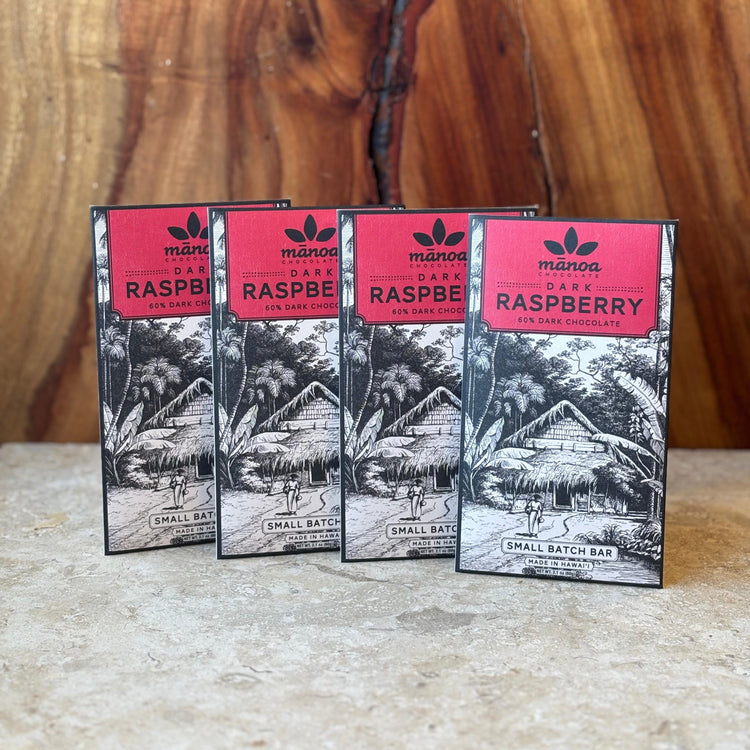 Image of 4 dark chocolate raspberry bar packages