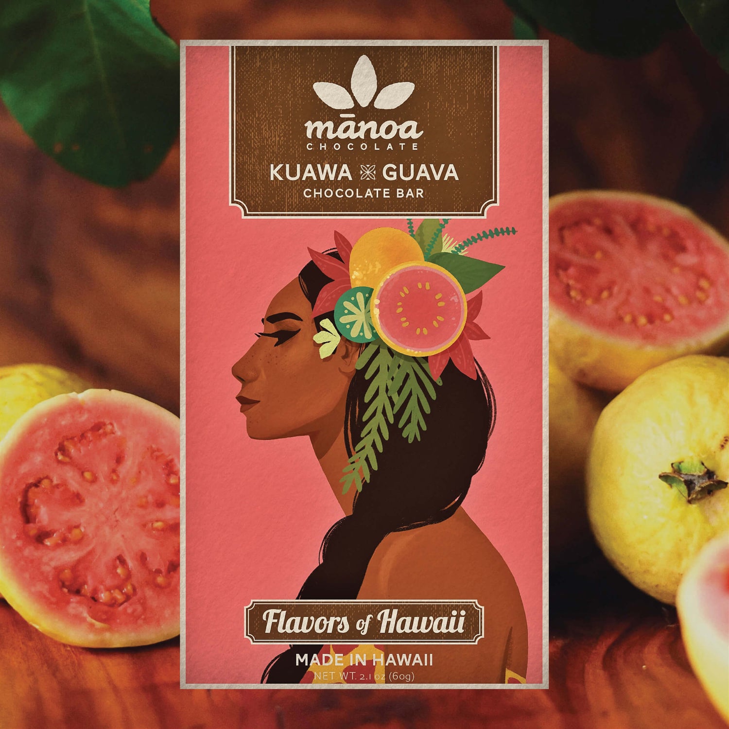 Image of Guava chocolate bar in pink packaging