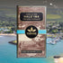 Image of haleiwa chocolate package with ocean and mountains in the background