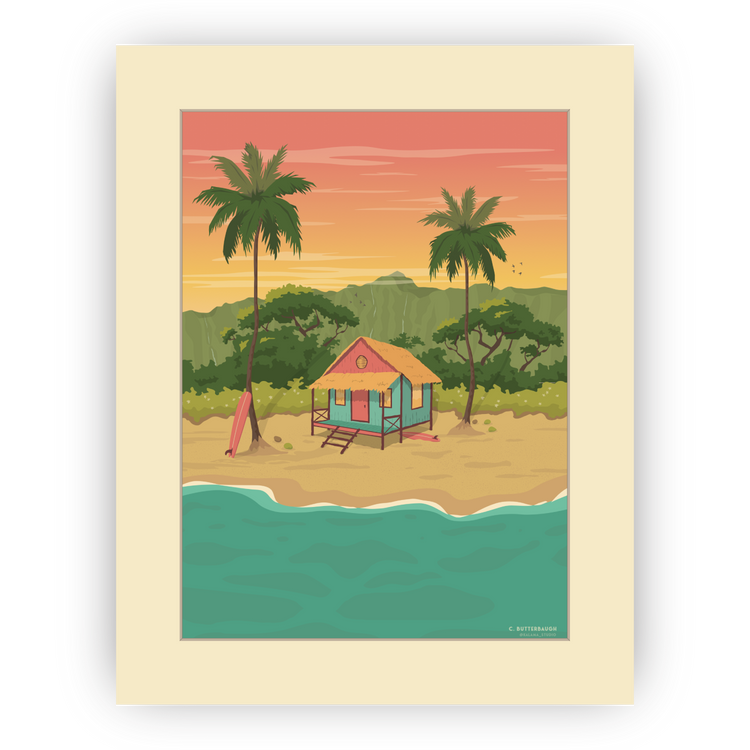 image of kailua beach hut art print