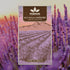 image of lavender chocolate bar package with lavender fields as the background of the image