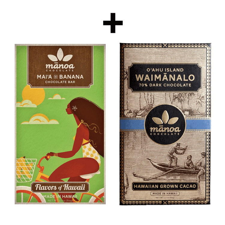 image of banana and waimanalo chocolate bar packages