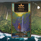 Image of Ninole bar package featuring King Kamehameha and Hiʻilawe waterfall, with cliffs and ocean in the background