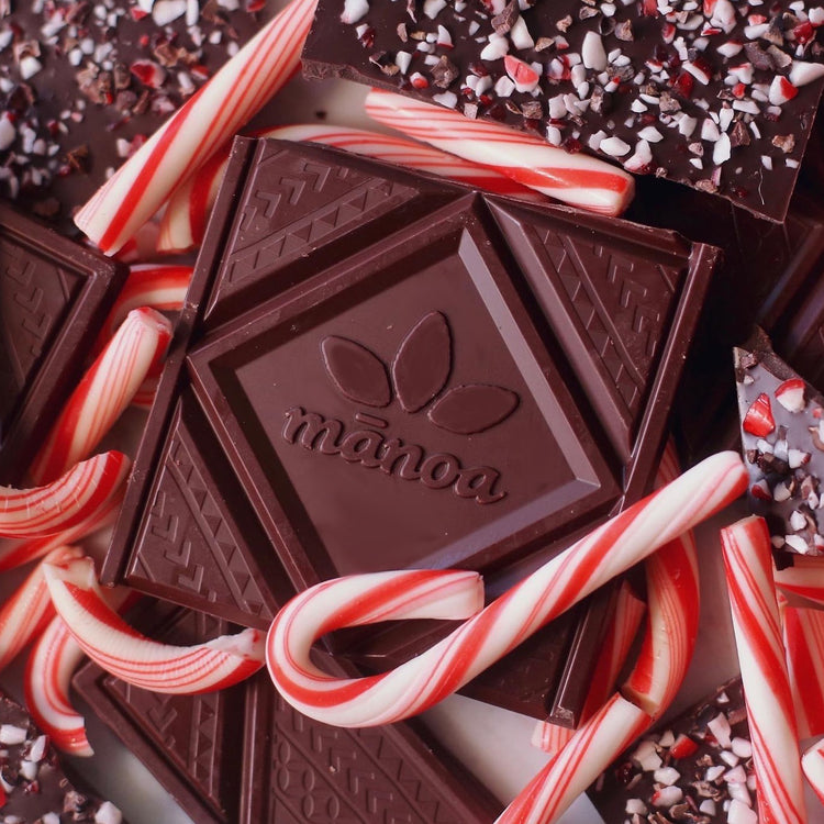 Image of chocolate bar surrounded by candy canes