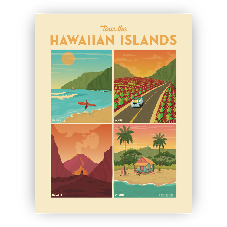 Hawaiian Islands Tour • Art Print – Manoa Chocolate Hawaii Hawaiian Islands Tour • Art Print – Manoa Chocolate Hawaii