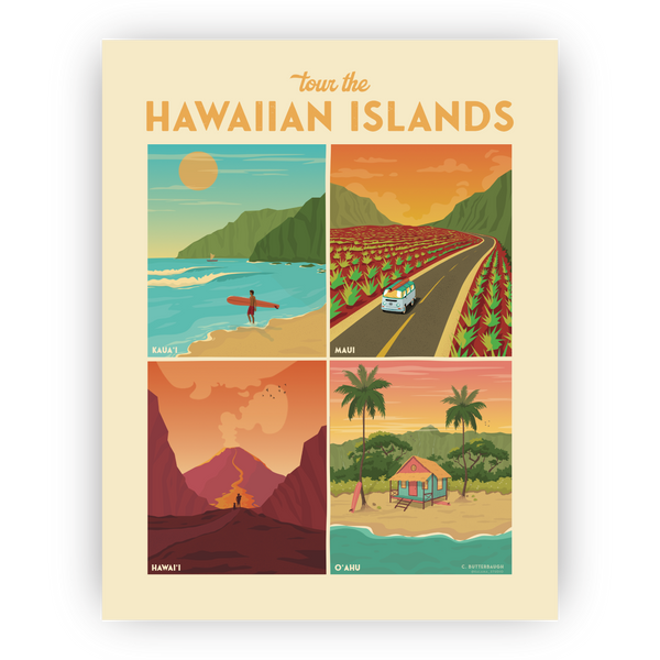 Hawaiian Islands Tour • Art Print – Manoa Chocolate Hawaii Hawaiian Islands Tour • Art Print – Manoa Chocolate Hawaii